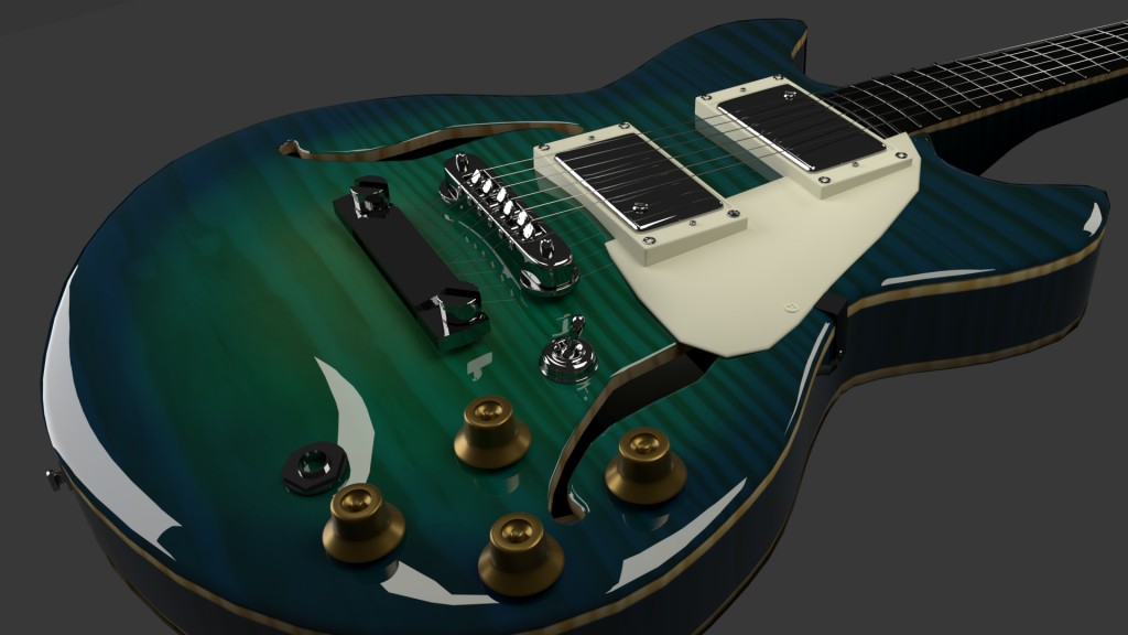 Stylised Gibson Es-335 3D model preview image 1